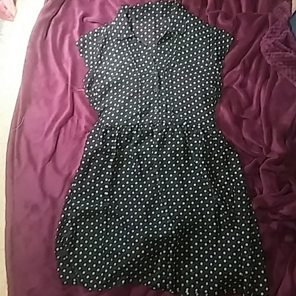 Sheer polkadot dress button up